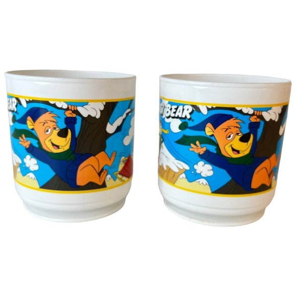 1993 Arbys Yogi Bear Promo Plastic Mug Cup Cindy Boo Boo Ranger Smith Set Of 3 - Picture 2 of 13
